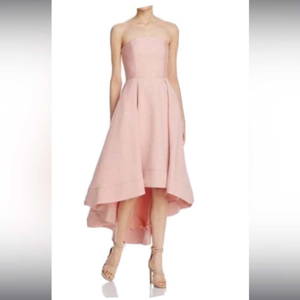 Pink high low strapless dress